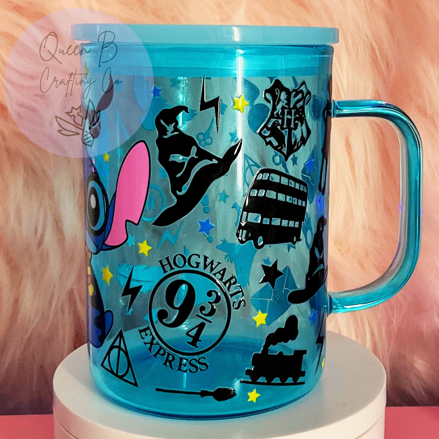 15oz blue mug, blue alien mug, blue jelly cup, stitch cup, potter stitch cup, blue alien potter mug, gift for her, gift for him
