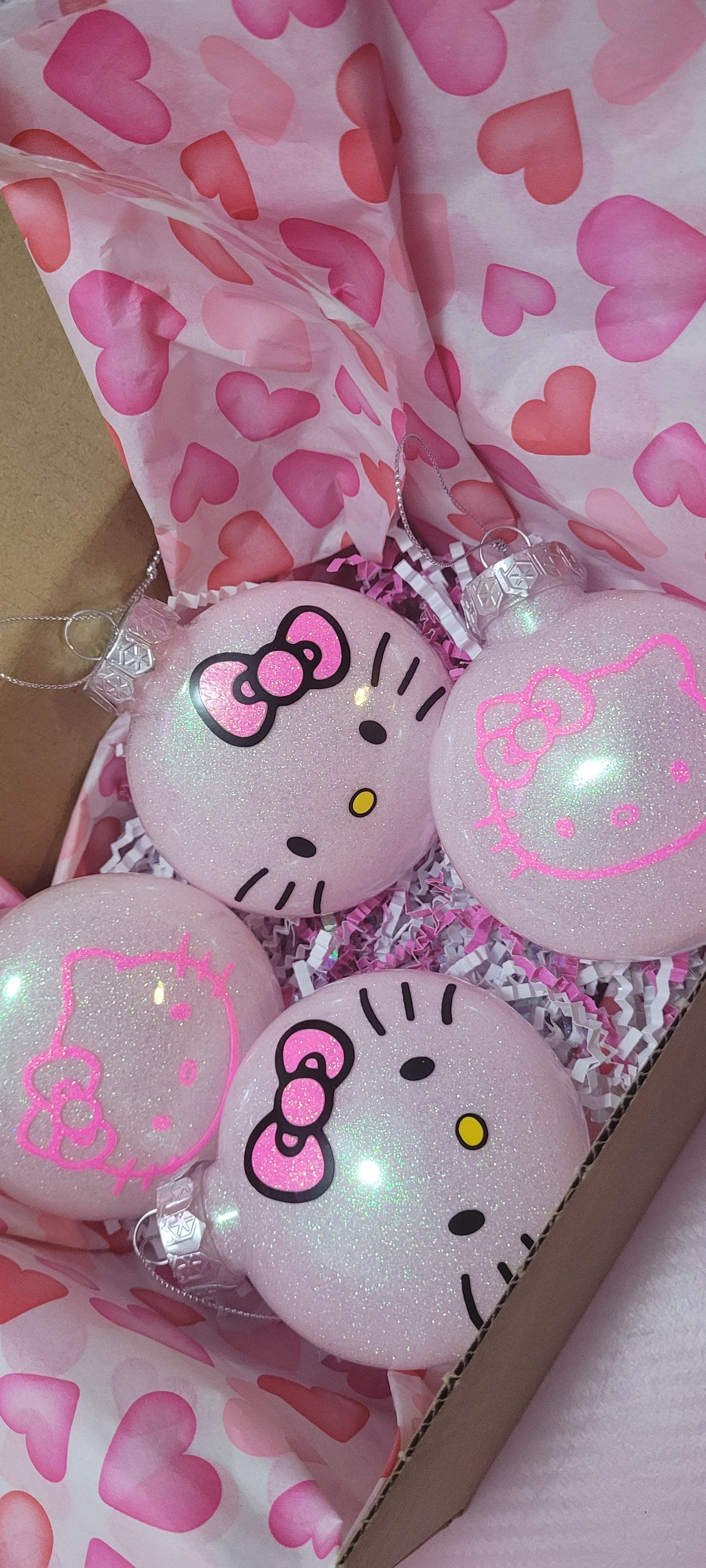 Pink Kitty Ornaments, 4 Pack of Pink Kitty Ornaments
