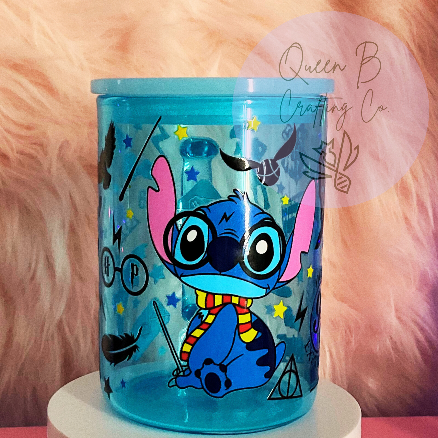 15oz blue mug, blue alien mug, blue jelly cup, stitch cup, potter stitch cup, blue alien potter mug, gift for her, gift for him
