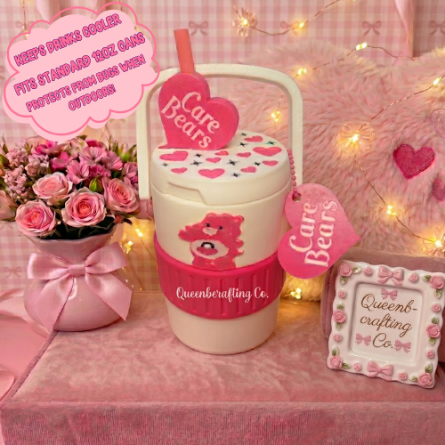 12oz can holder pink bear